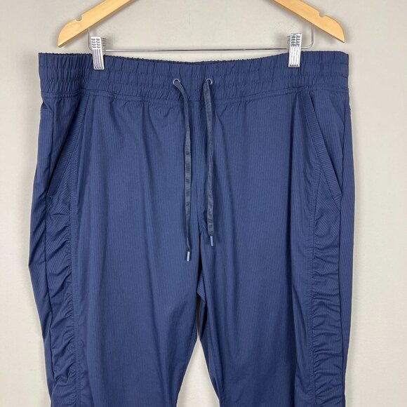 Eddie Bauer‎ Pants Womens XL Navy Pull On Nylon Hiking Ruched Outdoor Drawstring - Picture 2 of 14